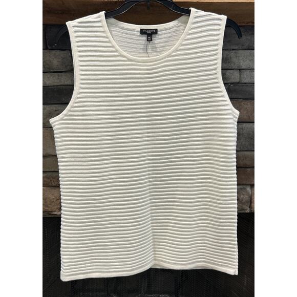 Women’s TALBOTS Cream Ribbed Sleeveless Sweater Size MP M Petite NWT *C5 - Picture 1 of 4